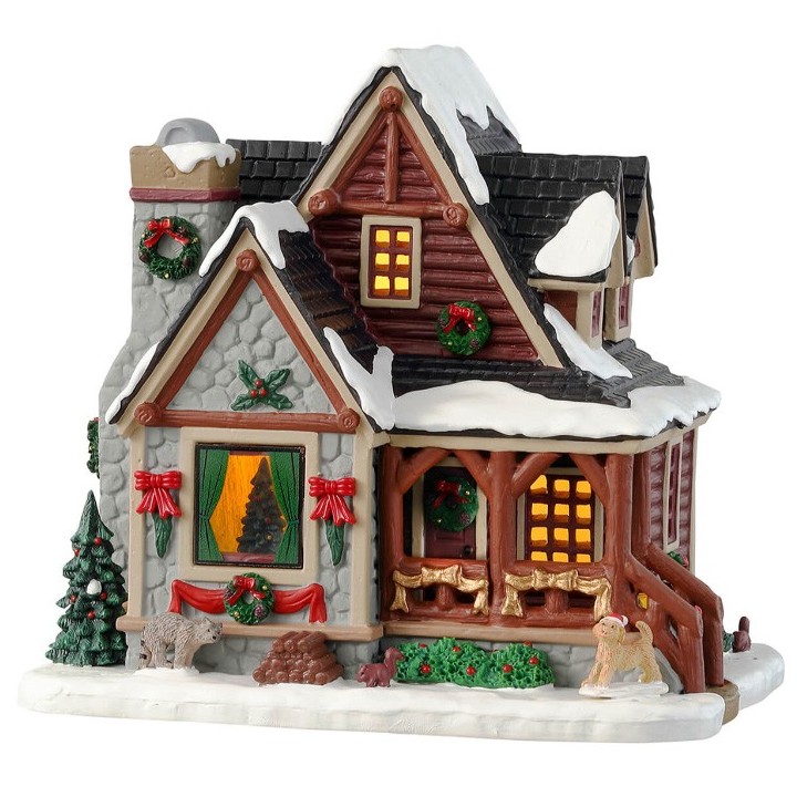 Chalet enneigé décoré lumineux Lemax
