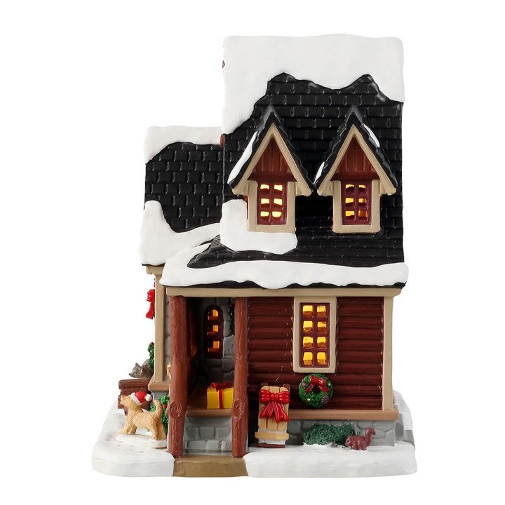 Chalet enneigé décoré lumineux Lemax