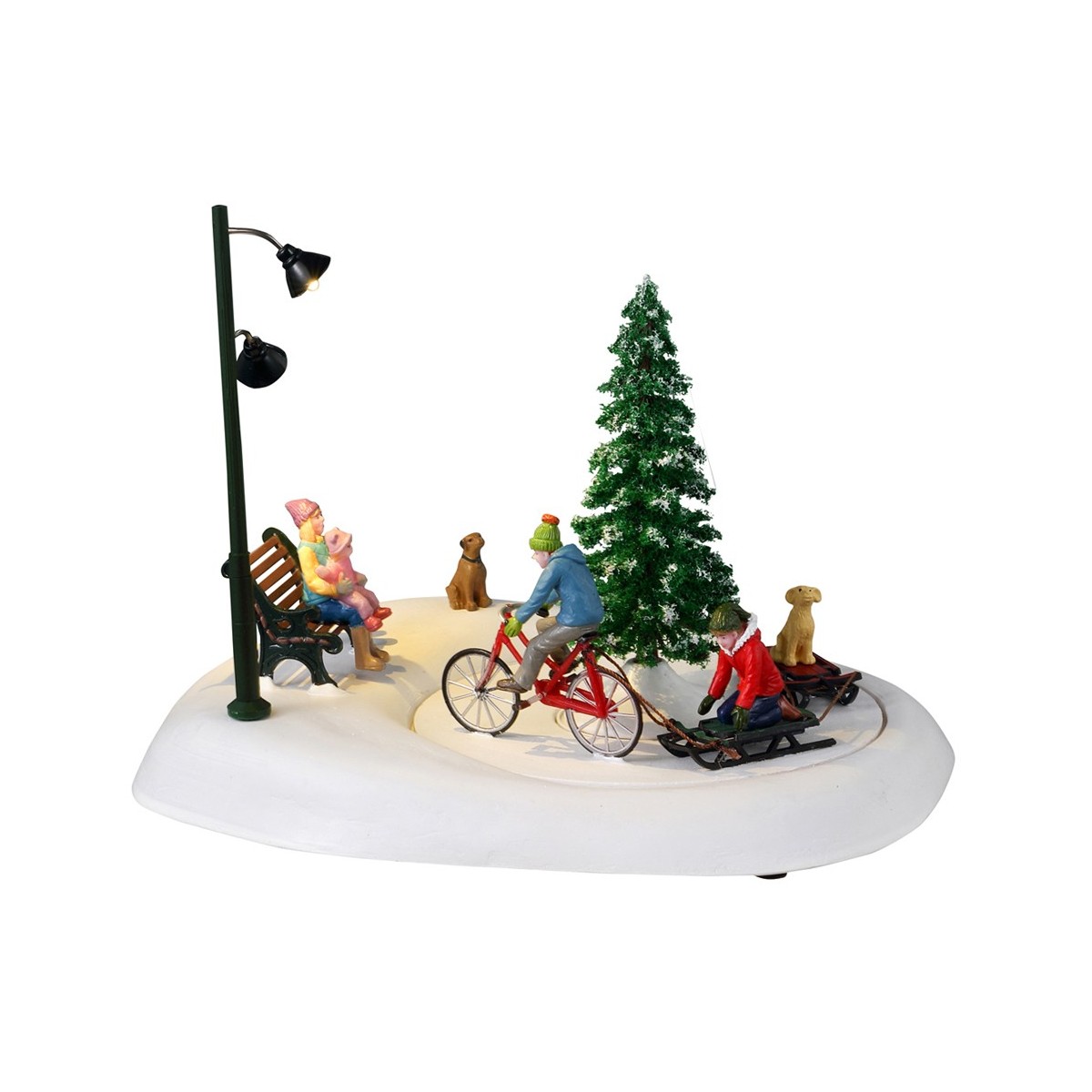 Scène animée lumineuse Vélo avec luges Lemax