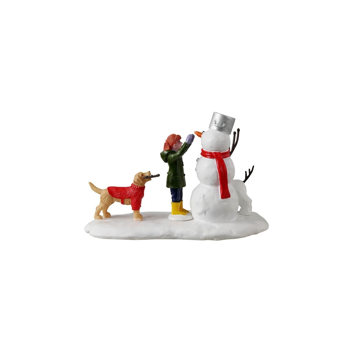 Fille chien Bonhomme de neige Lemax