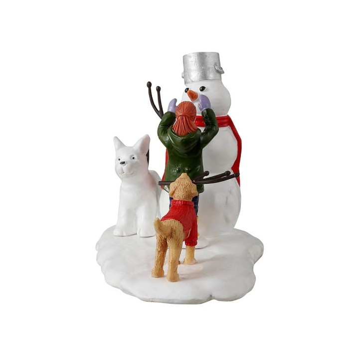 Fille chien Bonhomme de neige Lemax