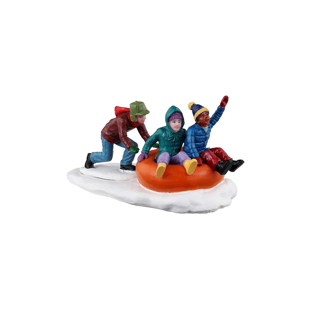 Enfants et bouée sur neige Lemax