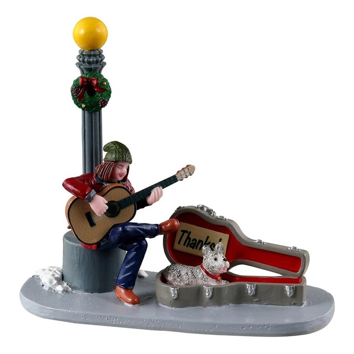 Musicien de rue et son chien Lemax