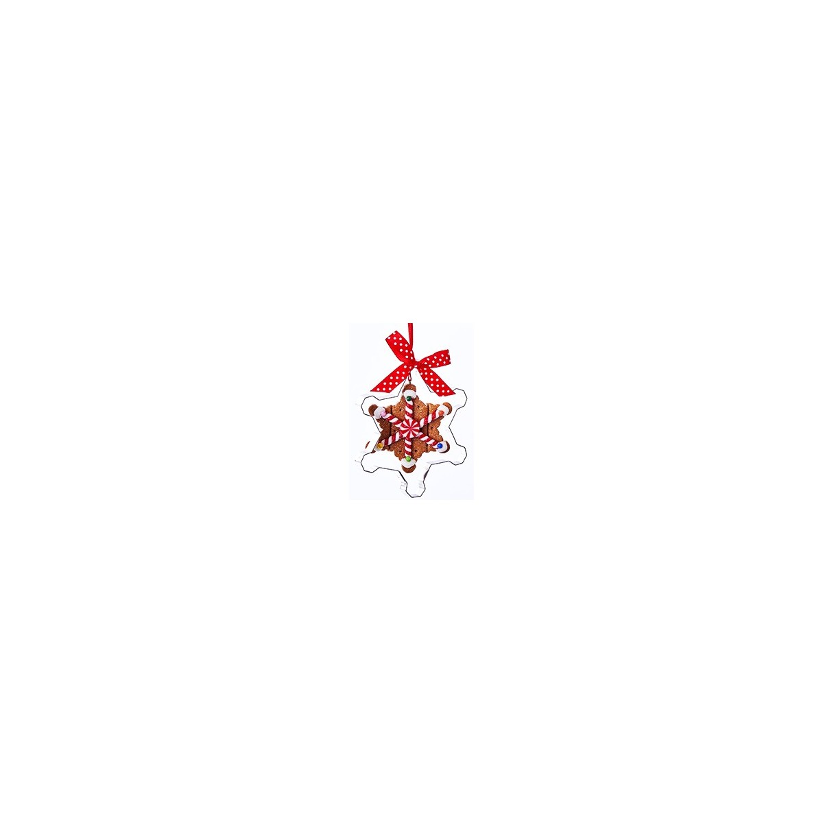 Suspension étoile pain d'épices blanc rouge