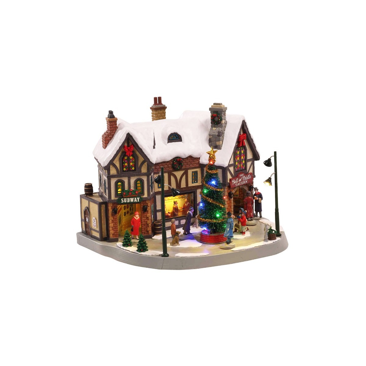 Taverne victorienne lumineuse animée sonore Lemax Caddington