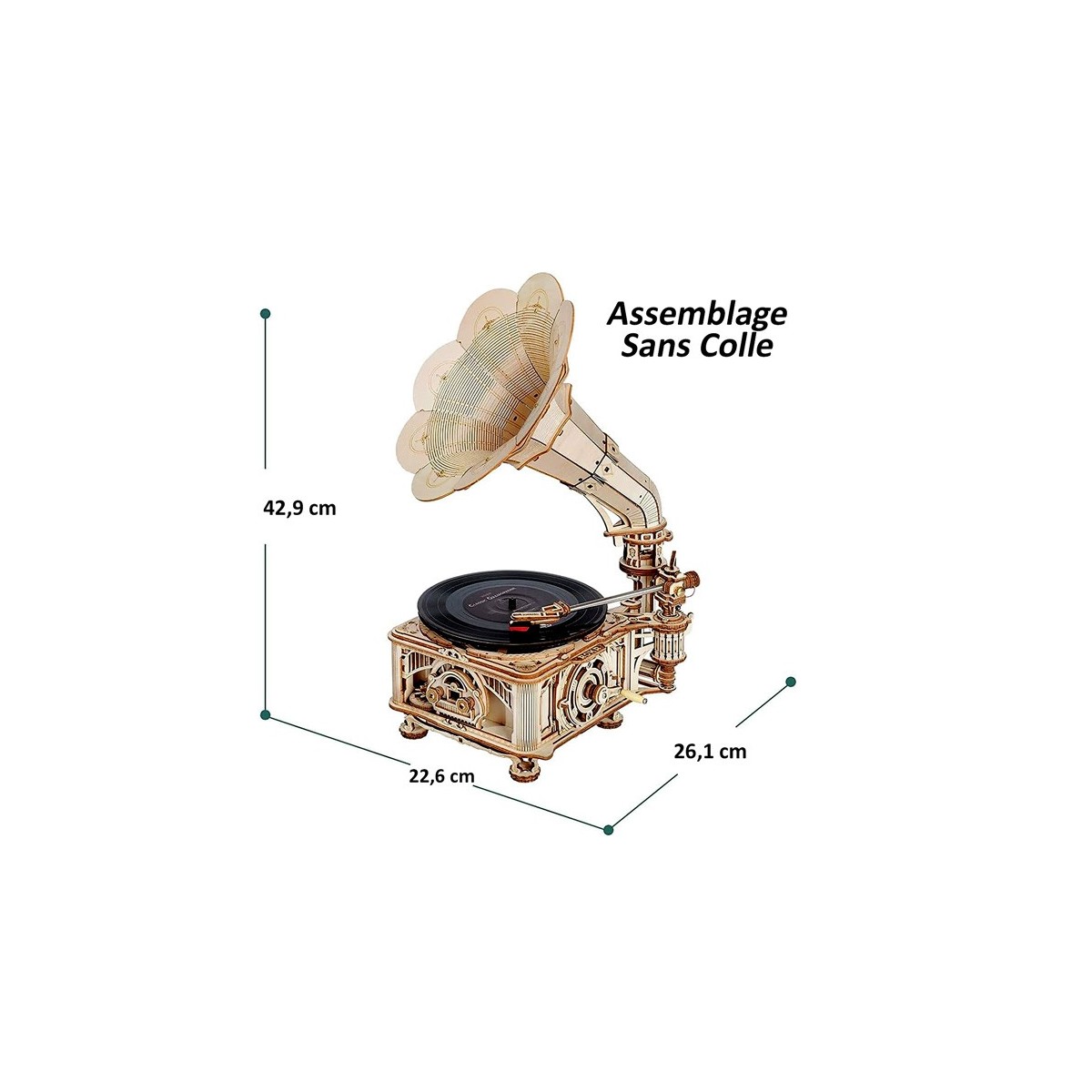 Maquette en bois motorisée Gramophone musical