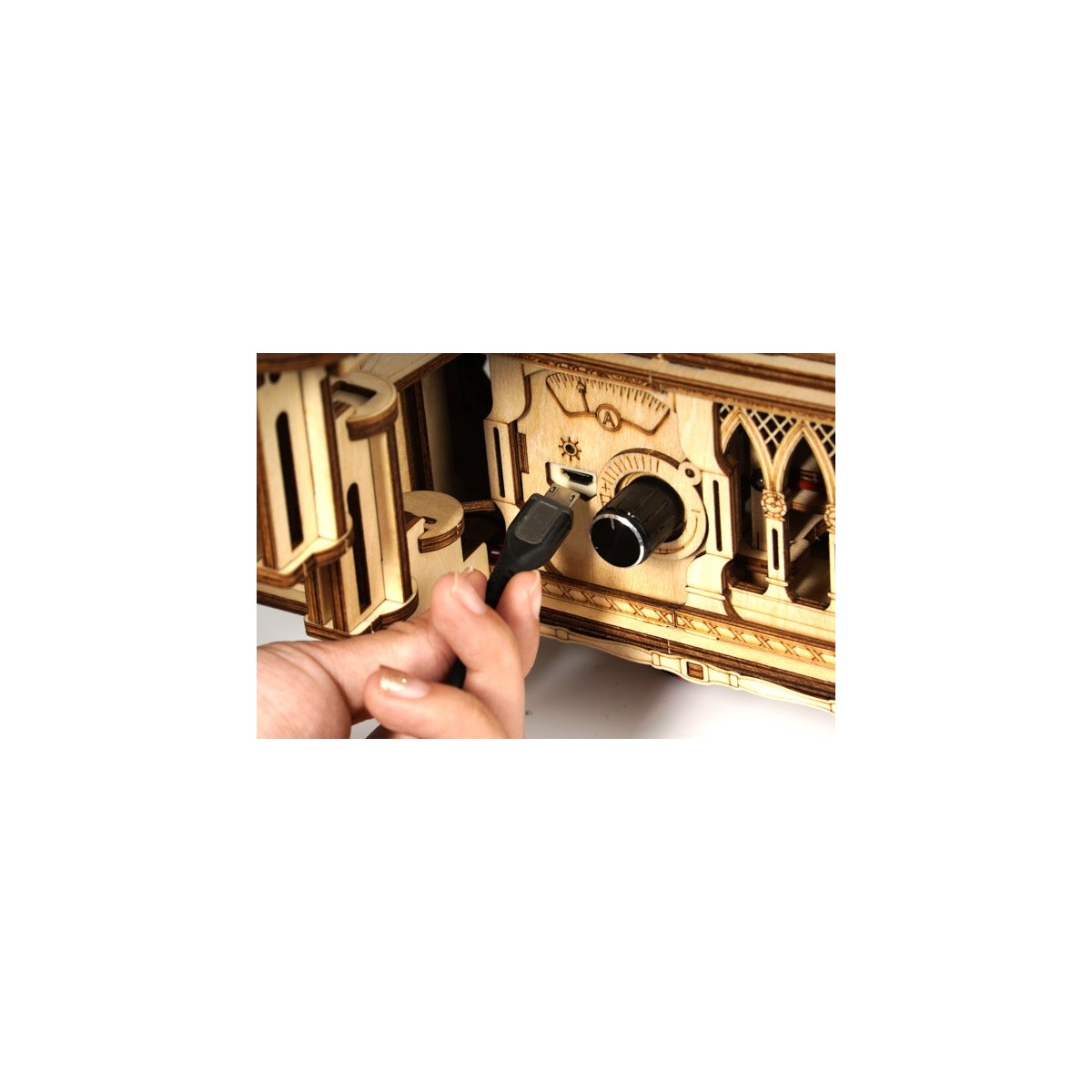 Maquette en bois motorisée Gramophone musical