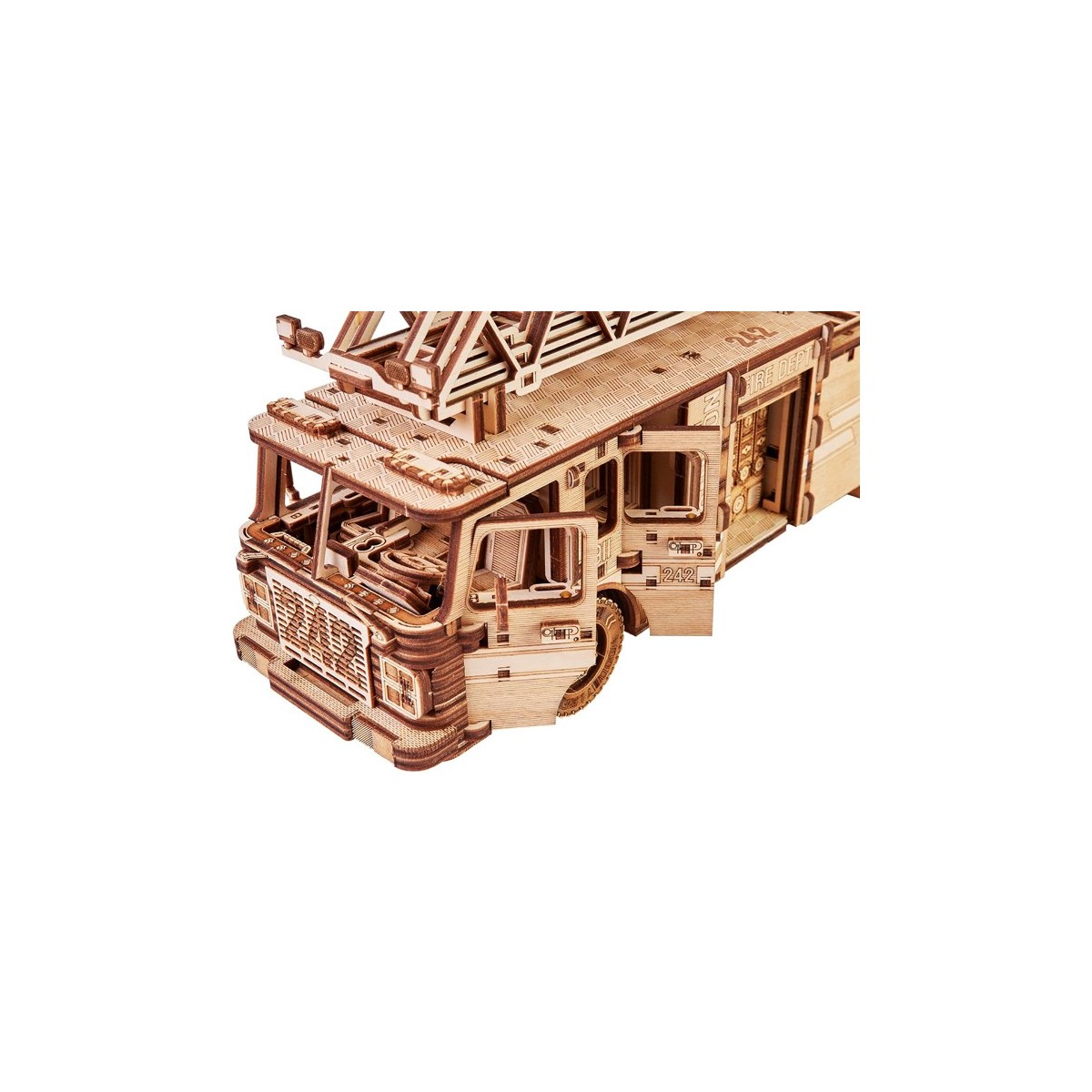 Maquette en bois animée Camion de pompier