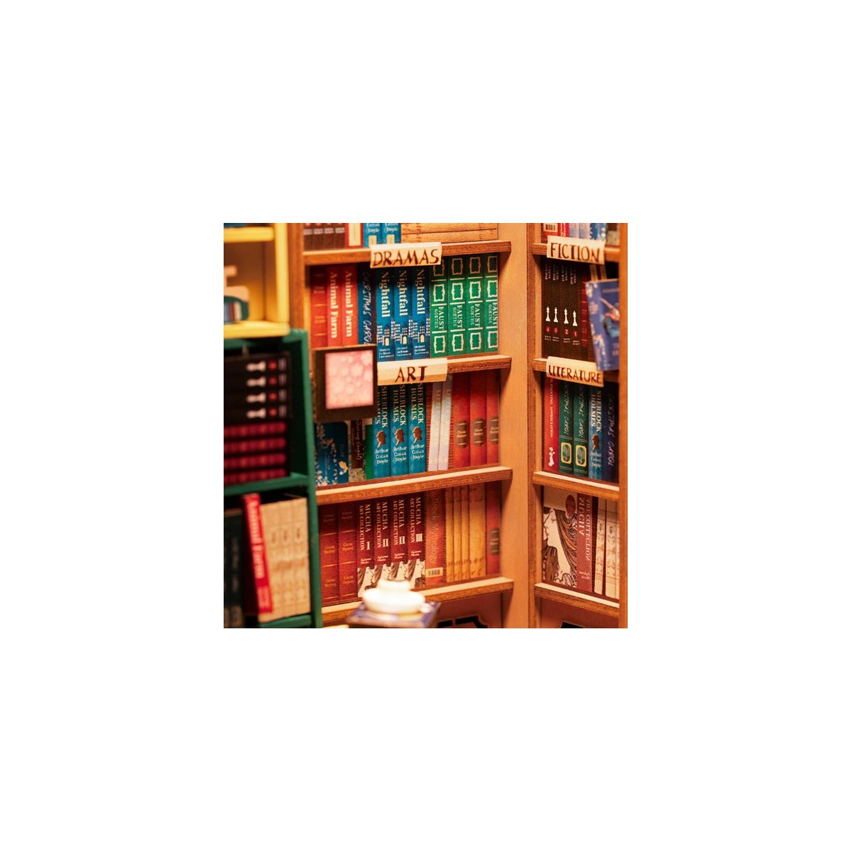 Maquette en bois lumineuse Serre-livres Librairie