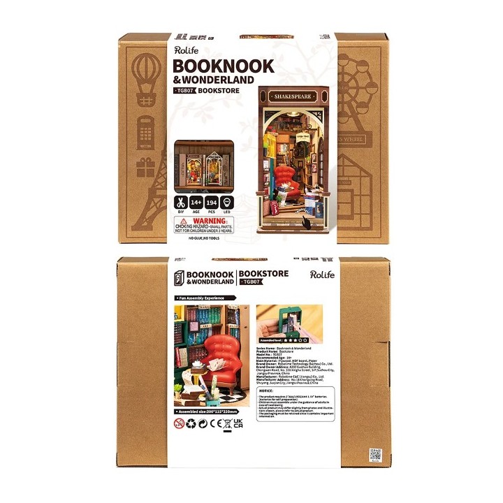Maquette en bois lumineuse Serre-livres Librairie