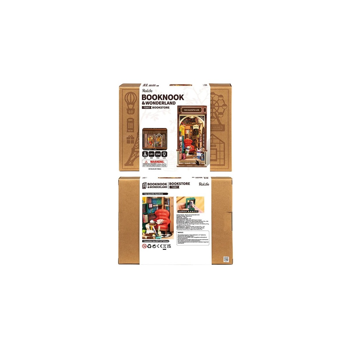 Maquette en bois lumineuse Serre-livres Librairie
