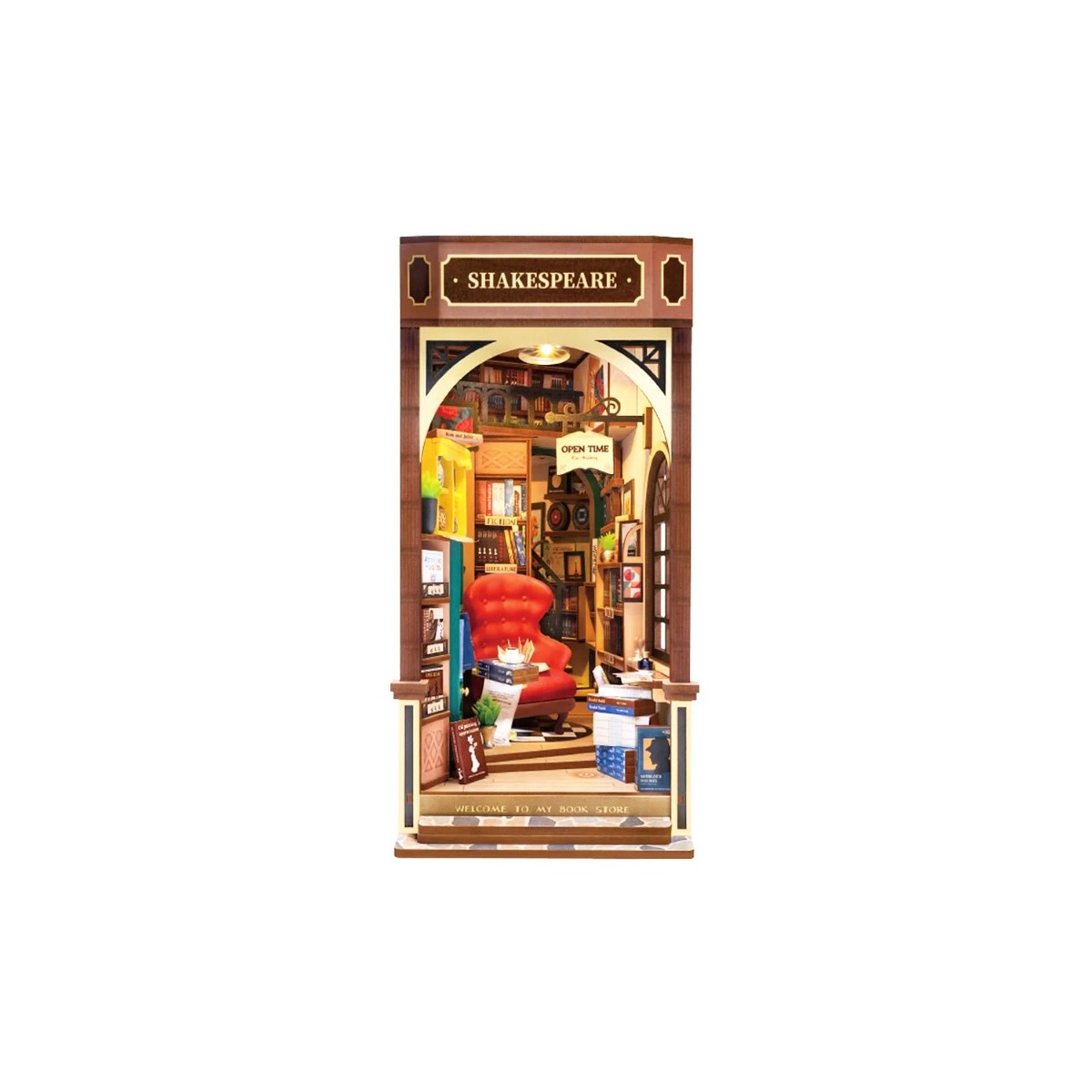 Maquette en bois lumineuse Serre-livres Librairie