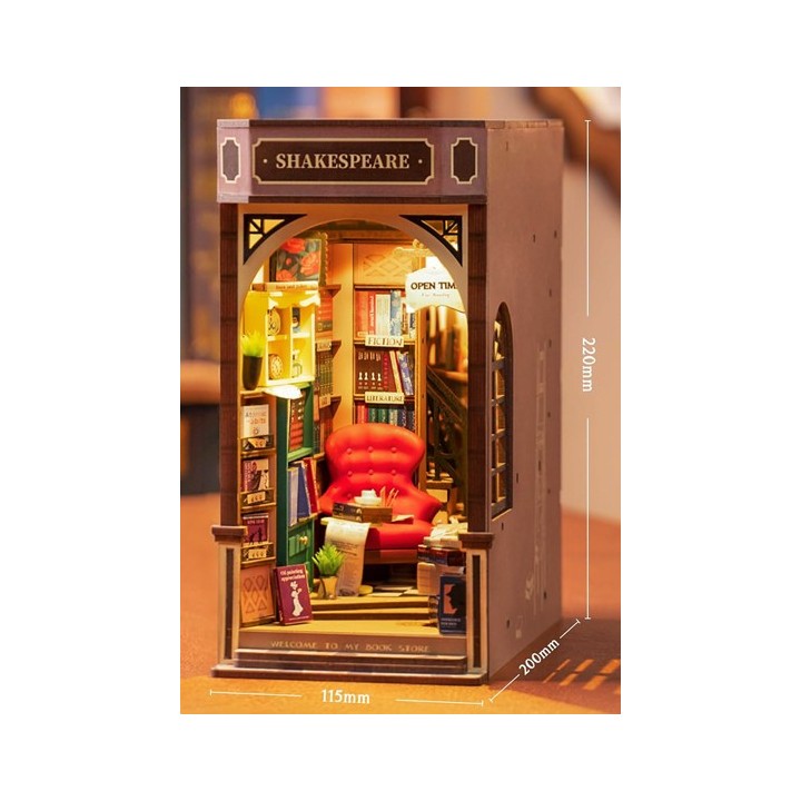 Maquette en bois lumineuse Serre-livres Librairie