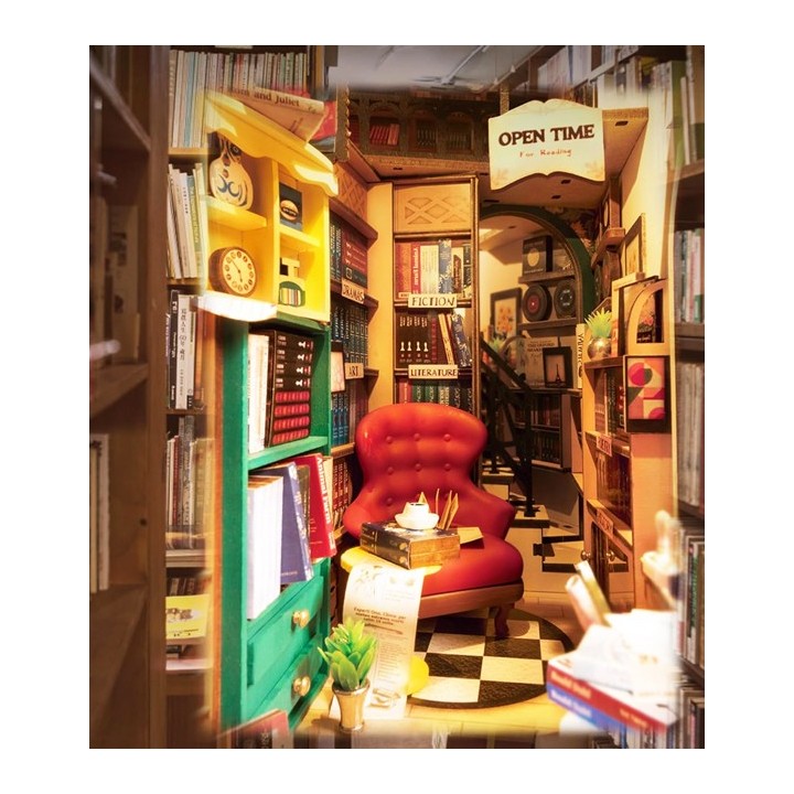 Maquette en bois lumineuse Serre-livres Librairie