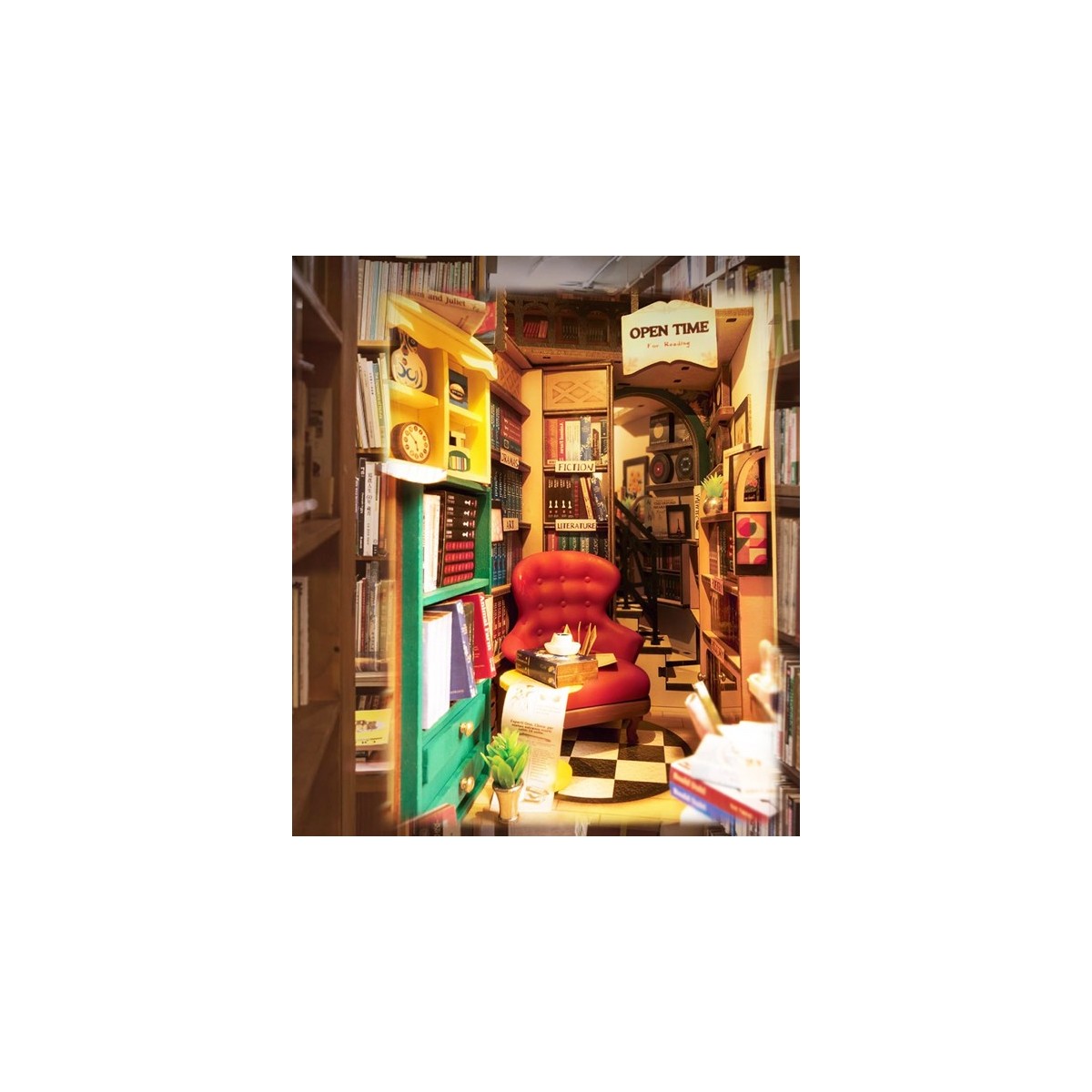 Maquette en bois lumineuse Serre-livres Librairie