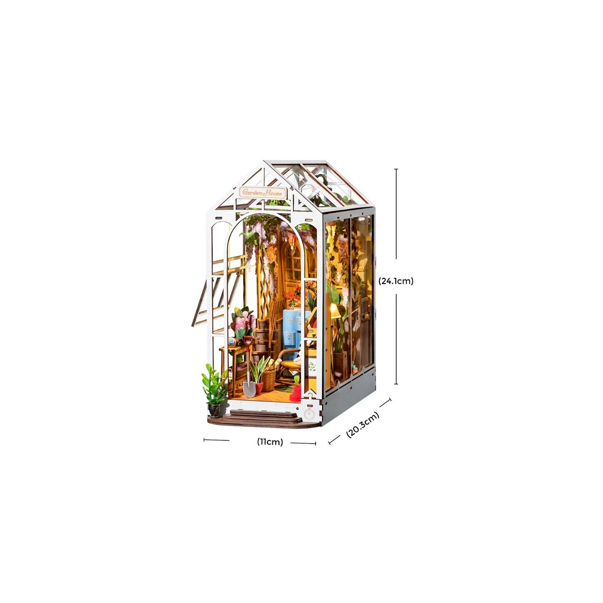 Maquette en bois lumineuse Serre-livres Véranda
