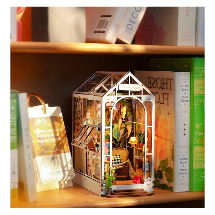 Maquette en bois lumineuse Serre-livres Véranda