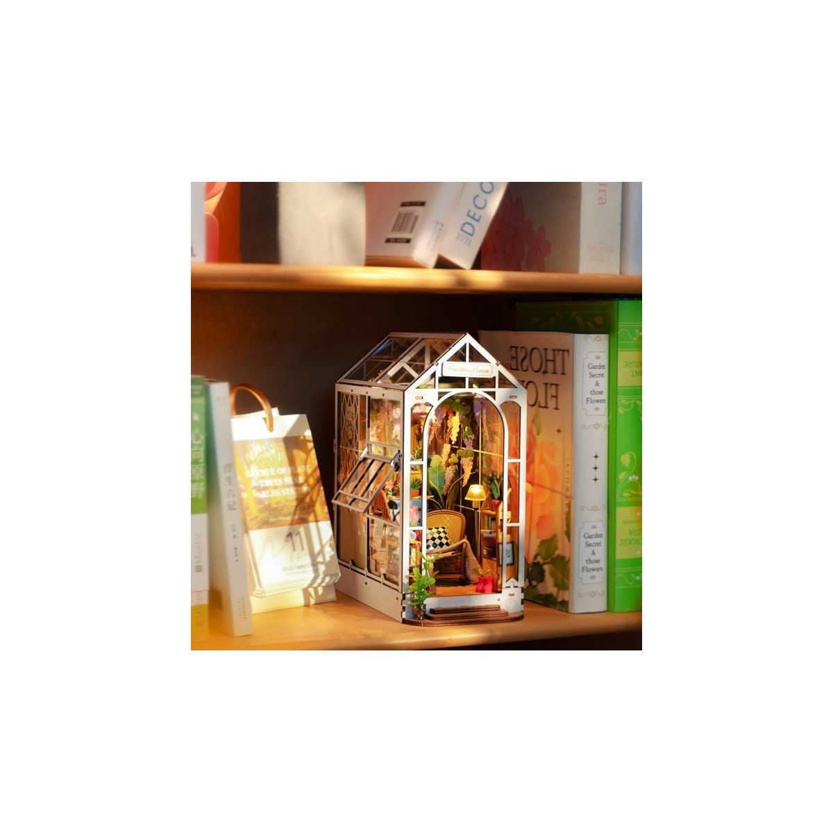 Maquette en bois lumineuse Serre-livres Véranda