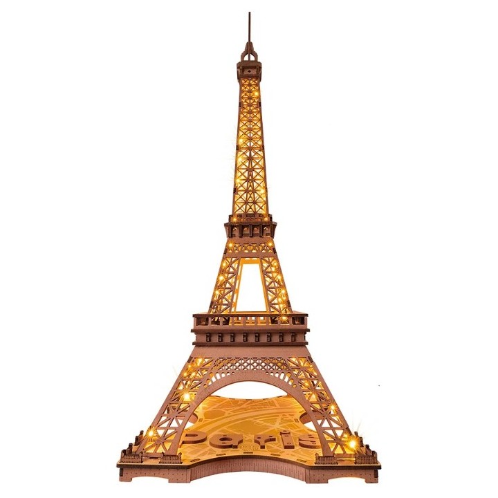 Maquette en bois Tour Eiffel lumineuse 53 cm