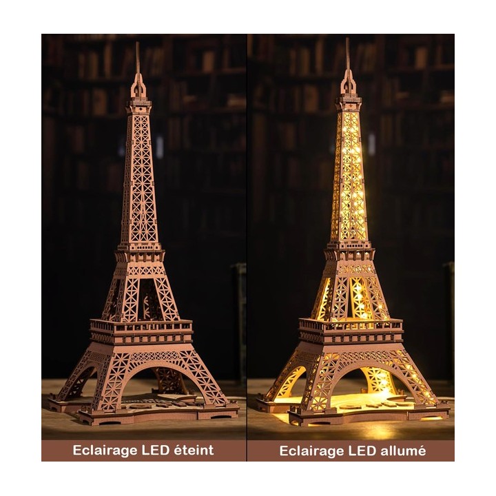 Maquette en bois lumineuse Tour Eiffel 53 cm