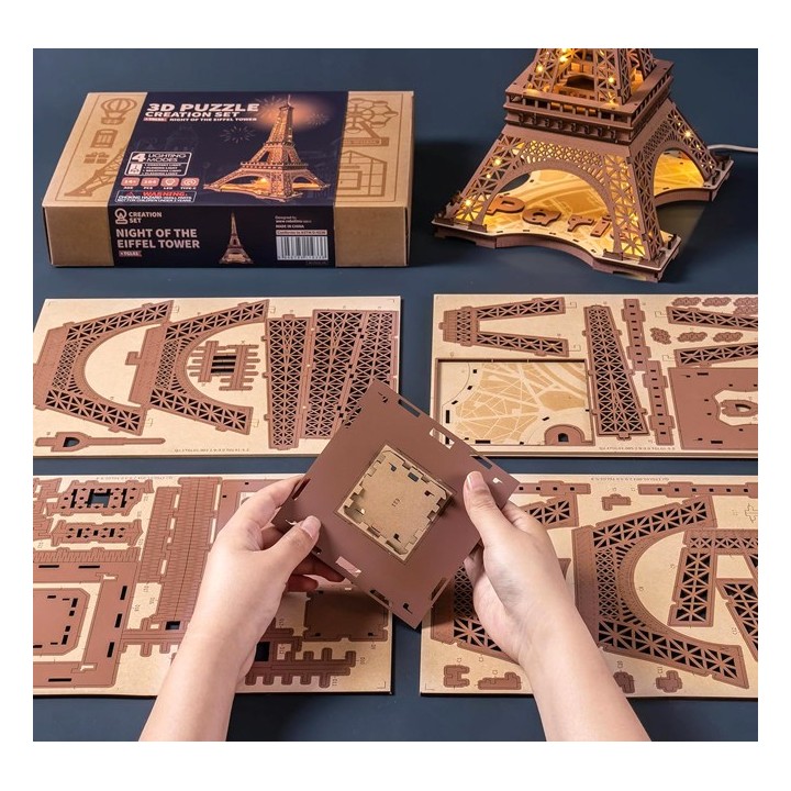 Maquette en bois lumineuse Tour Eiffel 53 cm