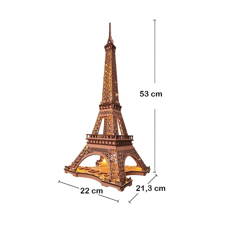 Maquette en bois lumineuse Tour Eiffel 53 cm