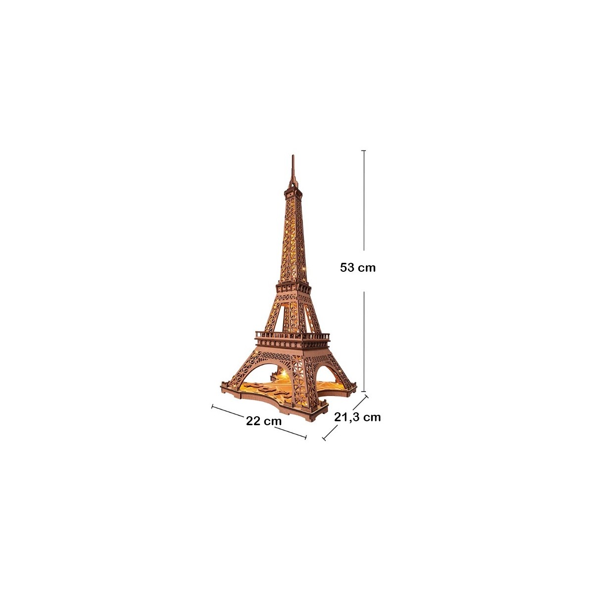 Maquette en bois Tour Eiffel lumineuse 53 cm