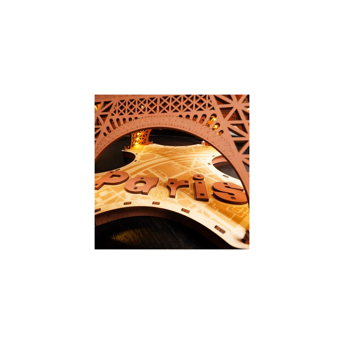 Maquette en bois Tour Eiffel lumineuse 53 cm