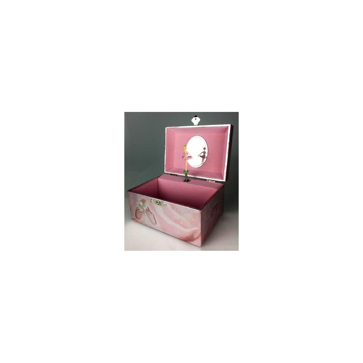 Boîte à bijoux musicale ballerine rectangle rose 15 cm