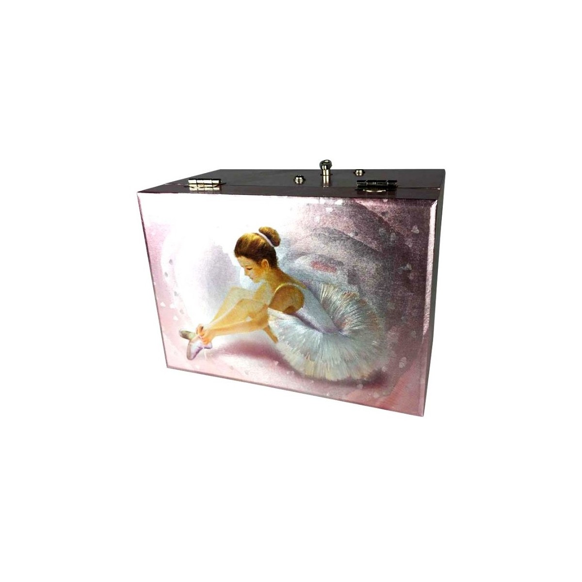 Boîte à bijoux musicale ballerine rectangle rose 15 cm