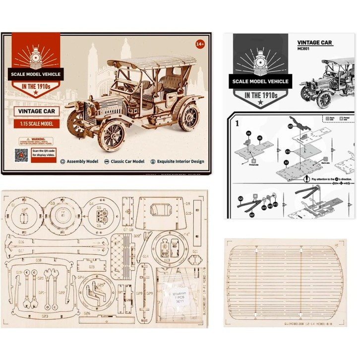 Maquette en bois Voiture ancienne