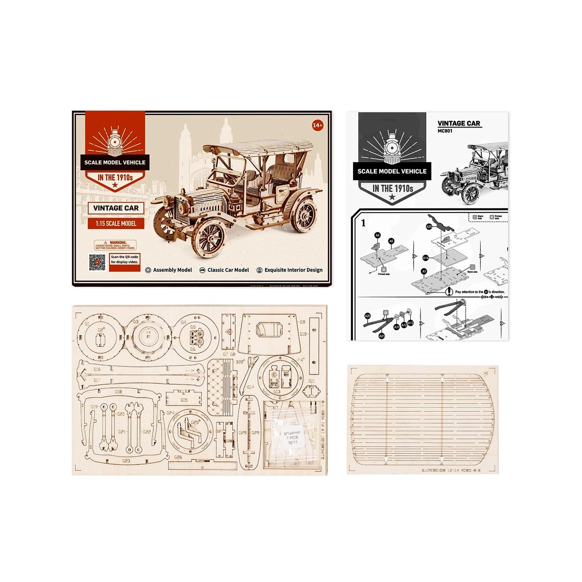 Maquette en bois Voiture ancienne