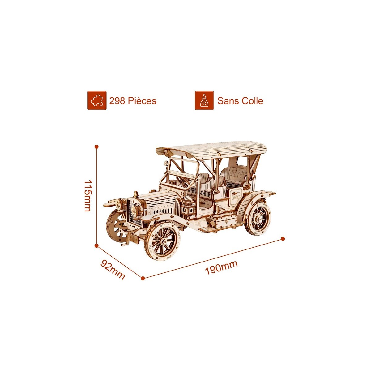 Maquette en bois Voiture ancienne