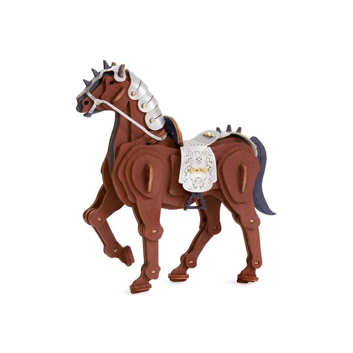 Maquette en bois colorée cheval de combat