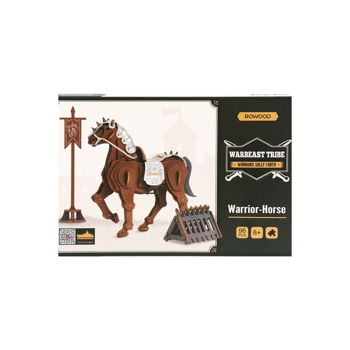 Maquette en bois colorée cheval de bataille