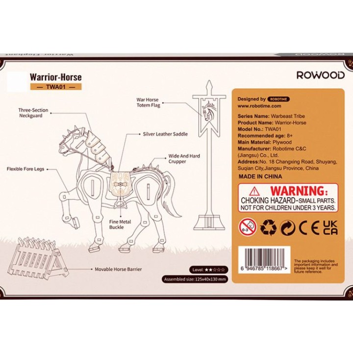 Maquette en bois colorée cheval de combat