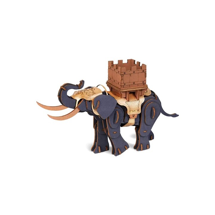 Maquette en bois colorée éléphant de combat