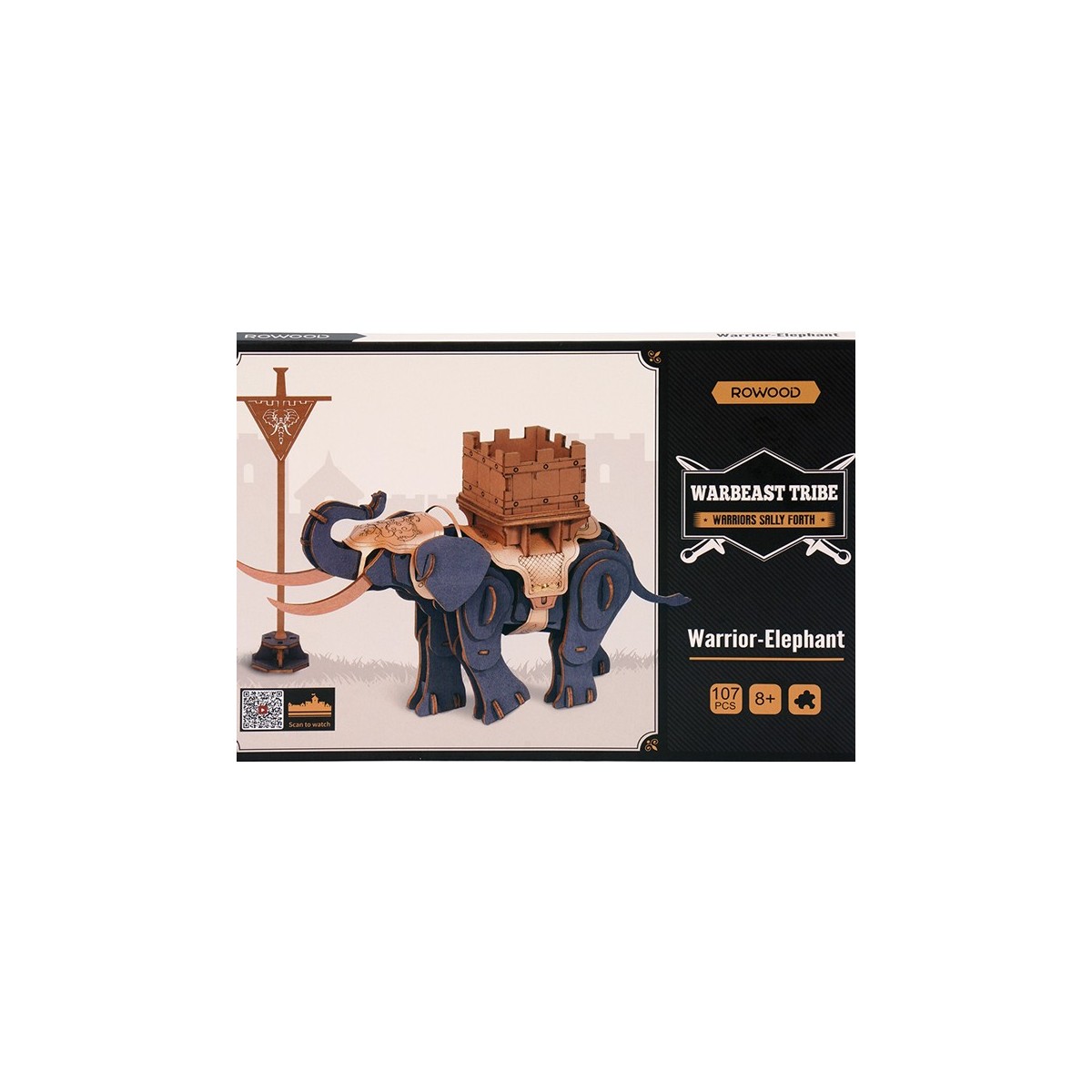Maquette en bois colorée éléphant de combat