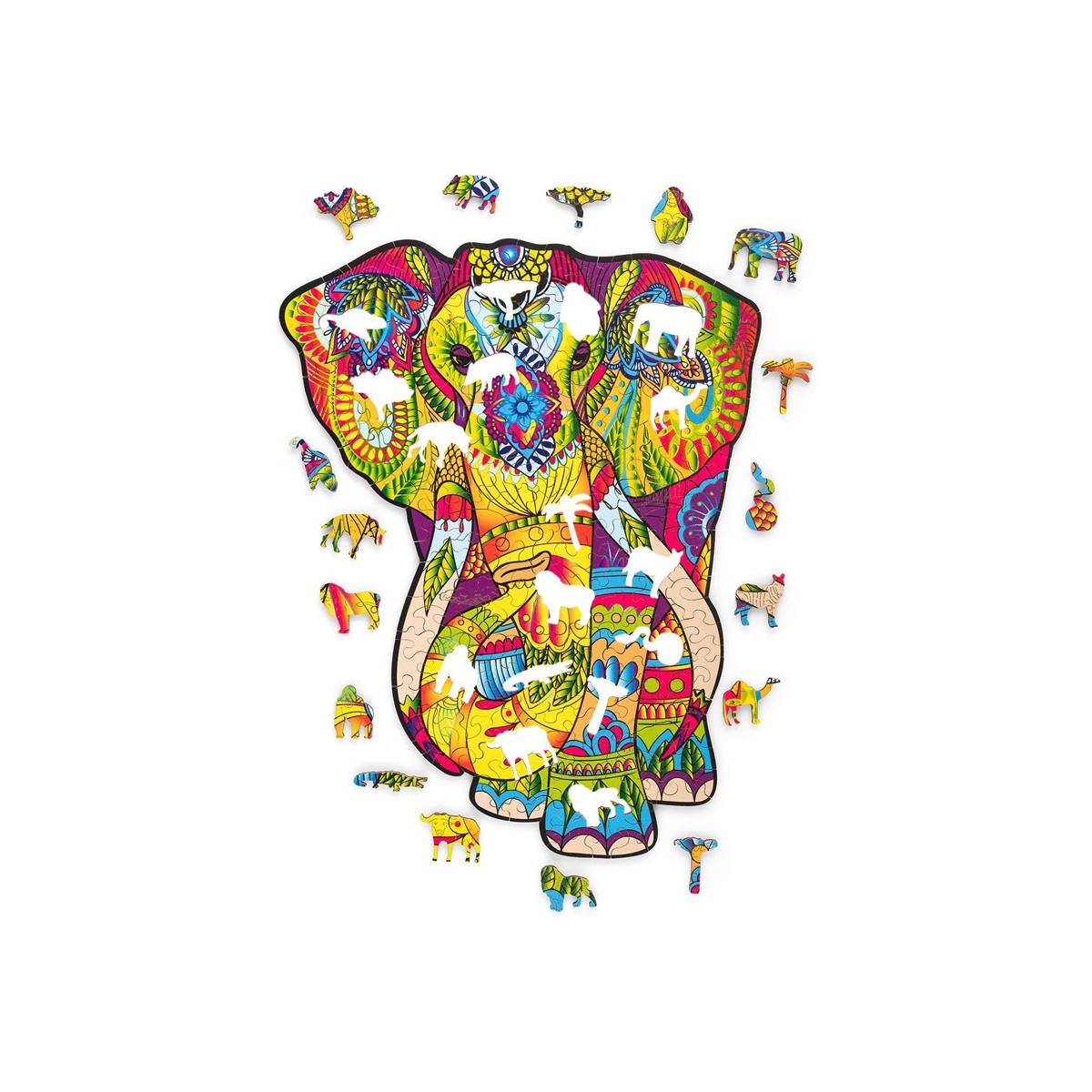 Puzzle en bois coloré éléphant 193 pièces