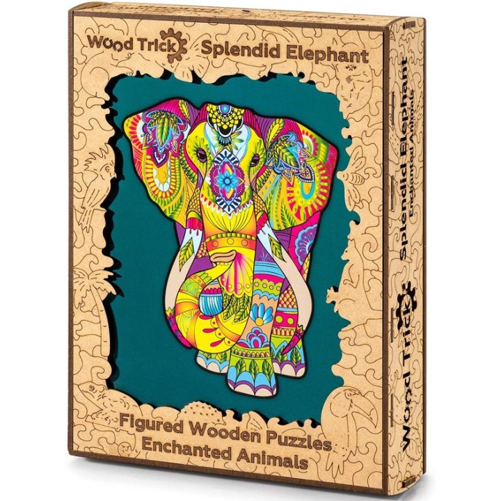 Puzzle en bois coloré éléphant 193 pièces