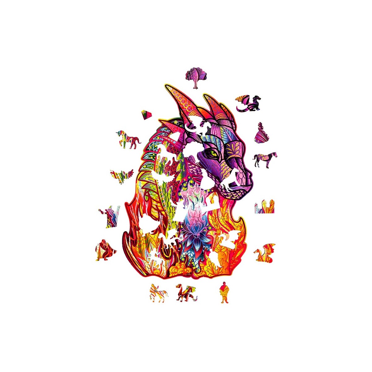 Puzzle en bois coloré dragon 184 pièces