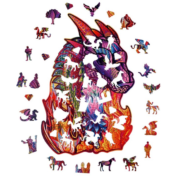 Puzzle en bois coloré dragon 184 pièces