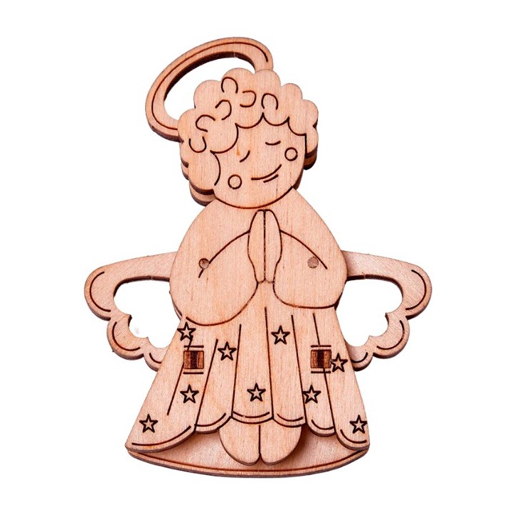 Maquettes en bois Lot de 4 (ange, chauve-souris, citrouille, crâne)