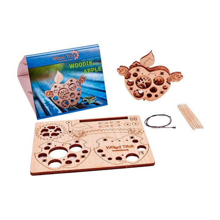 Maquettes en bois Lot de 4 (grenouille, pomme, escargot, bonhomme)