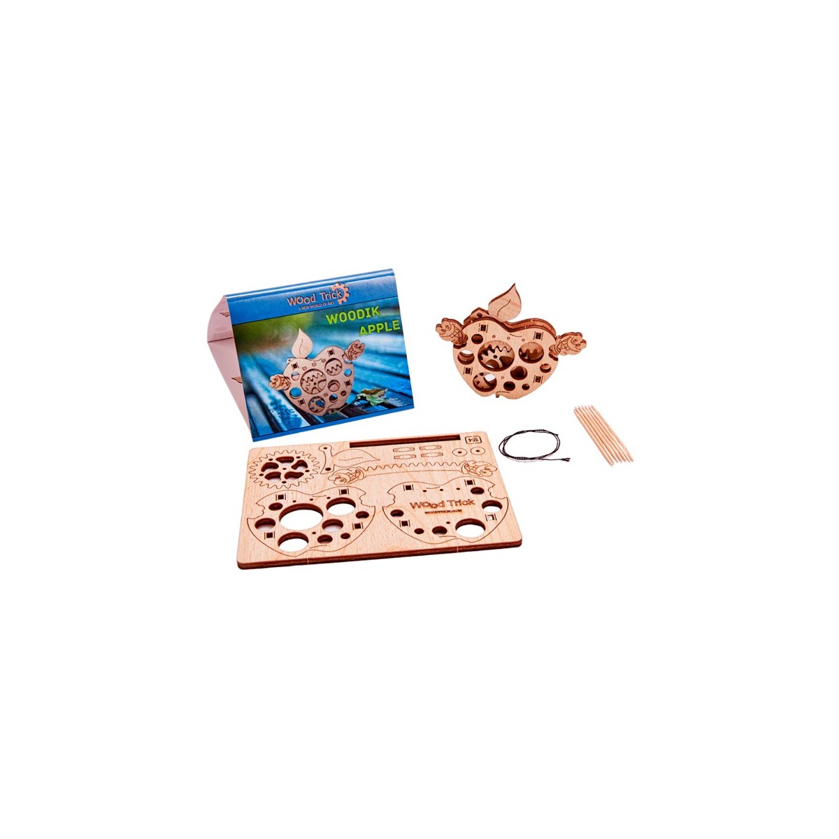 Maquettes en bois Lot de 4 (grenouille, pomme, escargot, bonhomme)