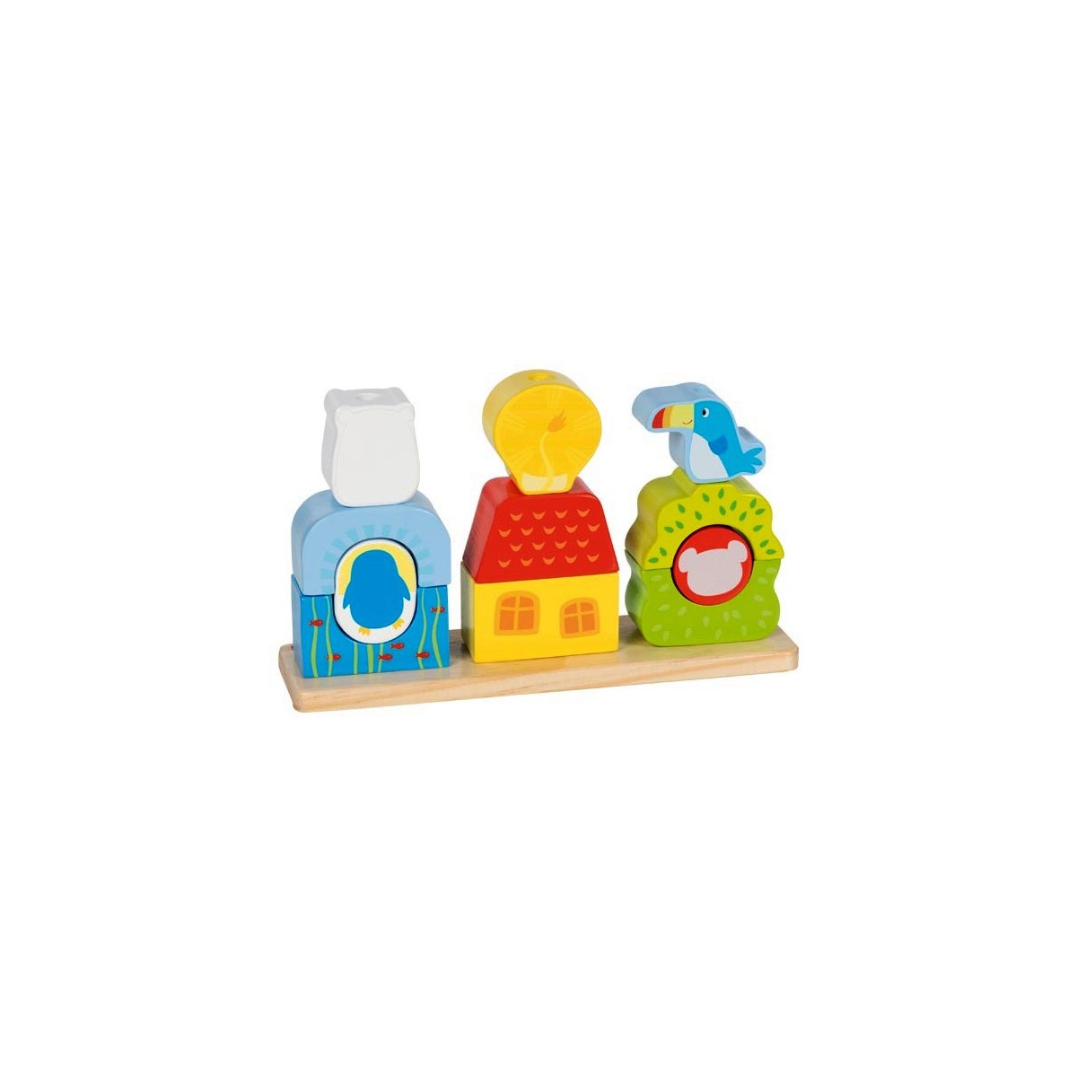 Jeu en bois à encastrer et empiler Zoo