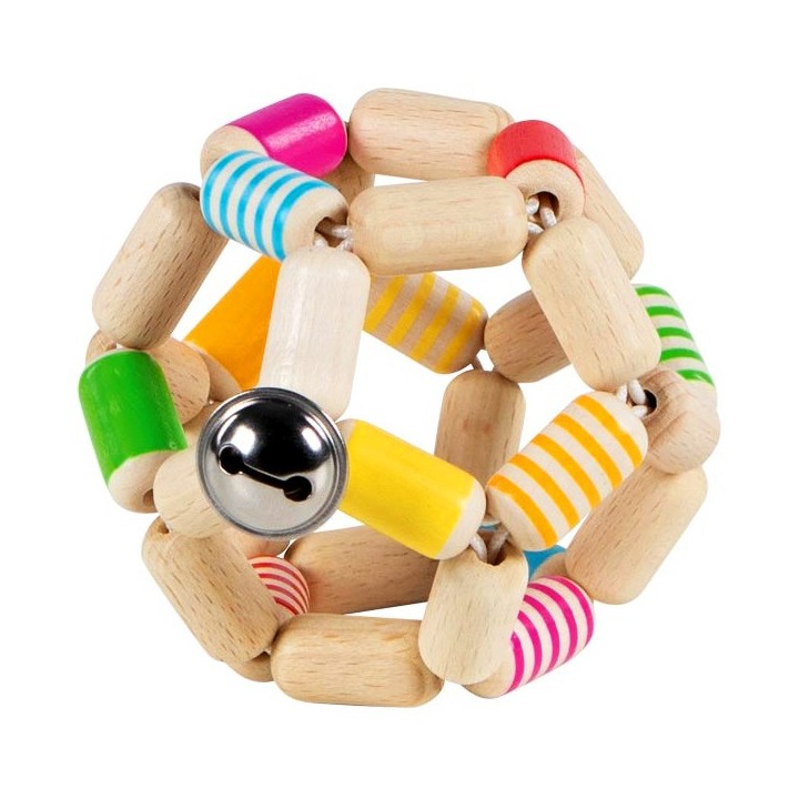 Hochet en bois coloré pour bébé balle flexible