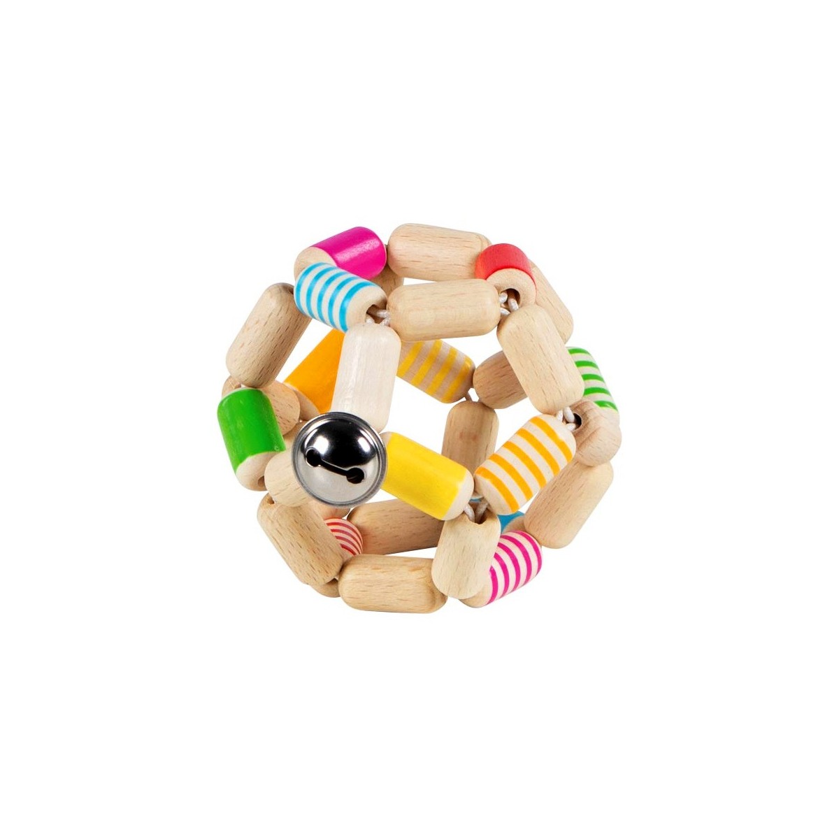 Hochet en bois coloré pour bébé balle flexible