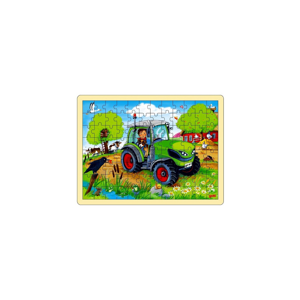 Puzzle cadre enfant en bois Tracteur 96 pièces