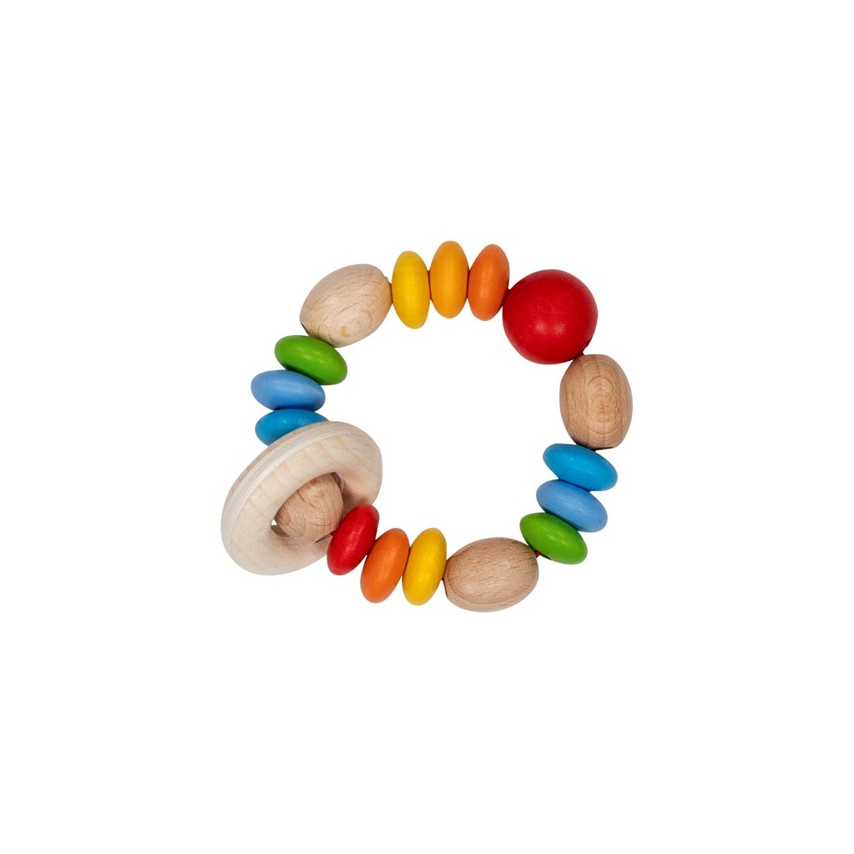 Hochet en bois pour bébé Anneau flexible